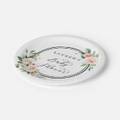 Blush Pink Wasserfarben Blütendusche Pappteller (Schrägansicht)