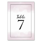 Blush Pink Wasserfarben Schwarzes Skript Hochzeit Tischnummer (Vorderseite)