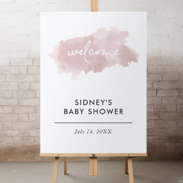 Blush Pink Watercolor Babydusche Begrüßungszeichen Poster