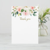 Blush Pink Watercolor Babydusche Danke Karte (Stehend Vorderseite)