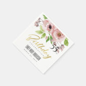 BLUSH PINK WATERCOLOR BLLORAL JEDER ALTER GEBURTST SERVIETTE (Ecke)