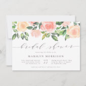 Blush Pink Watercolor-Blume Skript-Brautparty Einladung (Vorderseite)