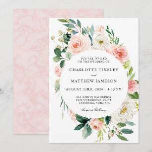 Blush Pink Watercolor Blumenzehen Einladung