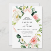 Blush Pink Watercolor Blumenzehen Einladung (Vorderseite)
