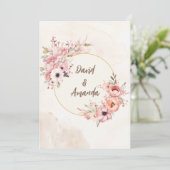 Blush Pink Watercolor Blumenzehen Einladung (Stehend Vorderseite)