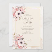 Blush Pink Watercolor Blumenzehen Einladung (Rückseite)