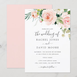 Blush Pink Watercolor Blumenzehen Einladung
