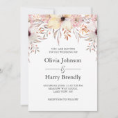 Blush Pink Watercolor Blumenzehen Einladung (Vorderseite)