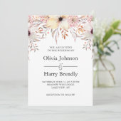 Blush Pink Watercolor Blumenzehen Einladung (Stehend Vorderseite)