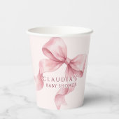 Blush Pink Watercolor Bow Baby Shower  Pappbecher (Rückseite)