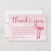 Blush Pink Watercolor Bow Babydusche Danke (Vorderseite)
