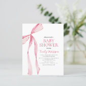 Blush Pink Watercolor Bow Girl Baby Dusche (Stehend Vorderseite)