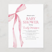 Blush Pink Watercolor Bow Girl Baby Dusche (Vorderseite)