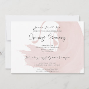 BLUSH PINK WATERCOLOR BRUSHSTROKE ERÖFFNUNGSZEREMO EINLADUNG