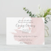 BLUSH PINK WATERCOLOR BRUSHSTROKE ÖFFNUNGSZEREMONI EINLADUNG (Stehend Vorderseite)