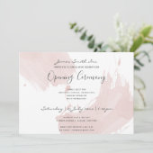 BLUSH PINK WATERCOLOR BRUSHSTROKE ÖFFNUNGSZEREMONI EINLADUNG (Stehend Vorderseite)