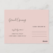 BLUSH PINK WATERCOLOR BRUSHSTROKE ÖFFNUNGSZEREMONI POSTKARTE (Rückseite)