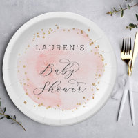 Blush Pink Watercolor Circle Baby Dusche