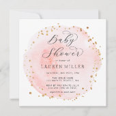 Blush Pink Watercolor Circle Baby Dusche Square Einladung (Vorderseite)