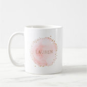 Blush Pink Watercolor Circle Gold Punkte Kaffeetasse (Links)