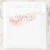 Blush Pink Watercolor Feminine Business Card Rechteckiger Aufkleber (Tasche)