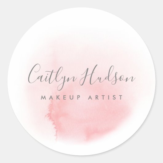Blush Pink Watercolor Feminine Klassische Rundtisc Runder Aufkleber (Vorderseite)