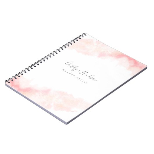 Blush Pink Watercolor Feminine Makeup artist Notizblock (Linke Seite)