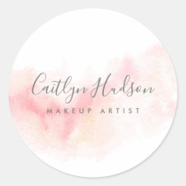 Blush Pink Watercolor Feminine Runder Aufkleber