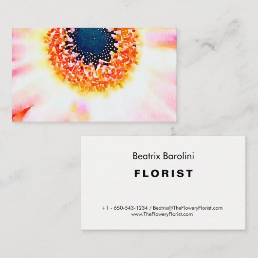 Blush Pink Watercolor Floral Daisy Business Card Visitenkarte (Vorne/Hinten)