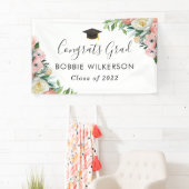 Blush Pink Watercolor Floral Graduation Party Banner (Insitu)