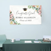 Blush Pink Watercolor Floral Graduation Party Banner (Messeveranstaltung)