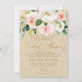 Blush Pink Watercolor Floral Virtual Brautparty Einladung (Vorderseite)