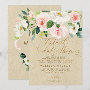 Blush Pink Watercolor Floral Virtual Brautparty Einladung