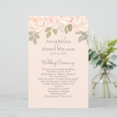 Blush Pink Watercolor Floral Wedding Program (Stehend Vorderseite)