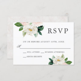 Blush Pink Watercolor Floral Wedding RSVP Einladung