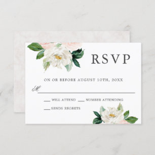Blush Pink Watercolor Floral Wedding RSVP Einladung