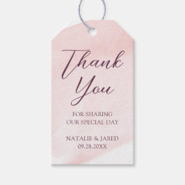 Blush Pink Watercolor Gastgeschenk Hochzeit Danke Geschenkanhänger