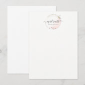 Blush Pink Watercolor Gold Circle Blumenreath Mitteilungskarte (Vorne/Hinten)