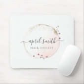 Blush Pink Watercolor Gold Circle Blumenreath Mousepad (Mit Mouse)