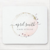Blush Pink Watercolor Gold Circle Blumenreath Mousepad (Vorne)