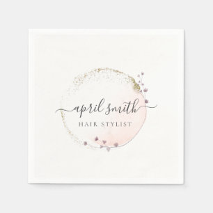 Blush Pink Watercolor Gold Circle Blumenreath Serviette