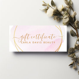 Blush Pink Watercolor Gold Circle Geschenkgutschei