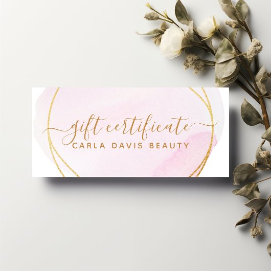 Blush Pink Watercolor Gold Circle Geschenkgutschei