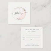 Blush Pink Watercolor Gold Circle Geschenkgutschei Quadratische Visitenkarte (Vorne/Hinten)