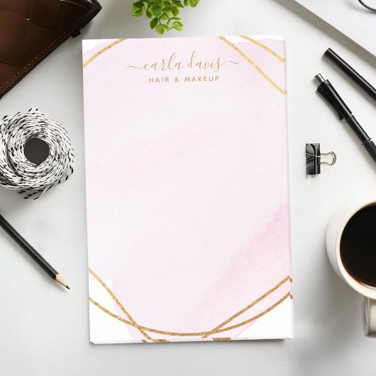 Blush Pink Watercolor Gold Circle Salon Post-it Klebezettel