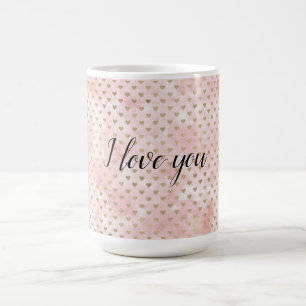 Blush Pink Watercolor Gold Hearts Kaffeetasse