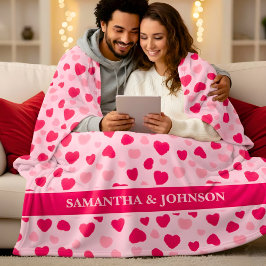 Blush Pink Watercolor Hearts Valentine Gift Fleecedecke