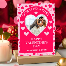 Blush Pink Watercolor Hearts Valentine Gift Photo Feiertagskarte