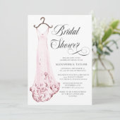 Blush Pink Watercolor Hochzeitskleid Brautparty Einladung (Stehend Vorderseite)