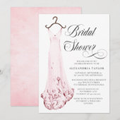 Blush Pink Watercolor Hochzeitskleid Brautparty Einladung (Vorne/Hinten)
